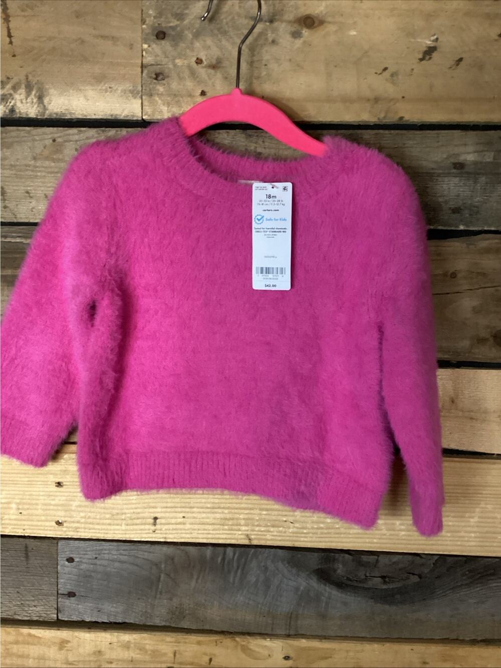 Carter's Pink Baby Girl Fuzzy Sweater Size 18M